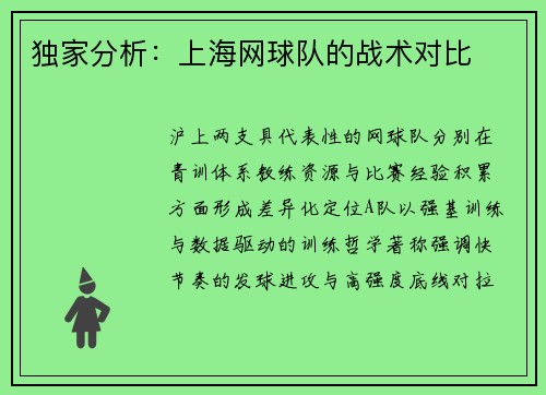 独家分析：上海网球队的战术对比